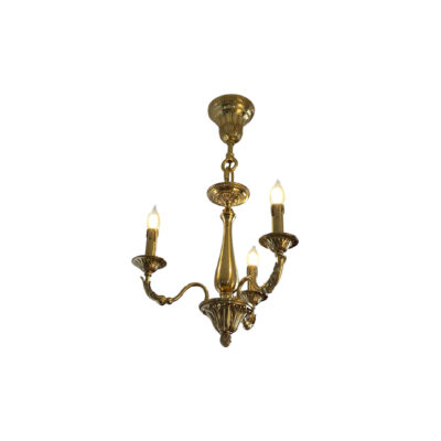 Mathilde Elegance 3-Light Chandelier with Brass Arm and Leaf Motif in Antique Brass