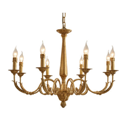 Mathilde Classic 8-Light Chandelier in Brass with Leaf Motif