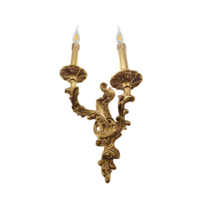 Monique Elegance 2-Light Wall Lamp in Brass with Scroll Pattern and Candle Effect