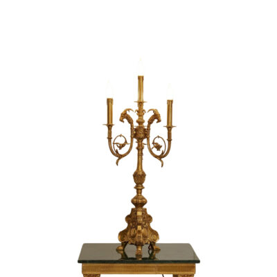 Renata Regal 4-Light Table Lamp with Rams Head Figures in Brass