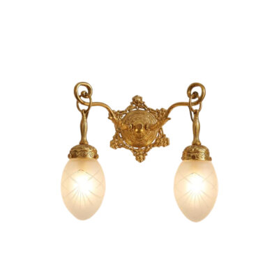 Solange Classic Wall Lamp with 2 Suspended Glass Bulbs in Brass