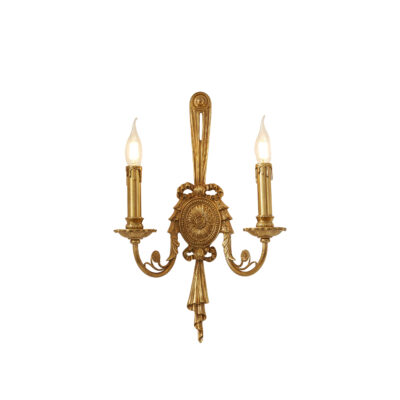 Solenne Elegance 2-Light Wall Lamp in Brass Flower Vignette Design