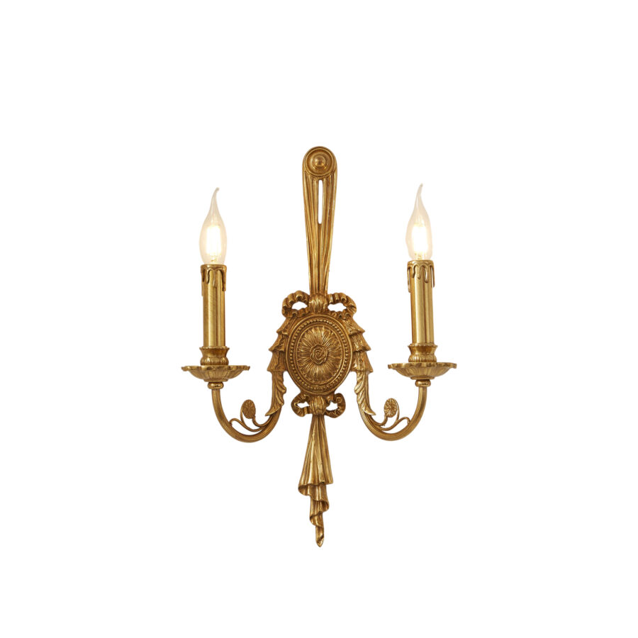 Solenne Elegance 2-Light Wall Lamp in Brass Flower Vignette Design