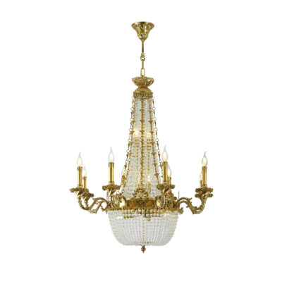 Sophie Grand Crystal Drape 14-Light Chandelier in Brass and Crystal