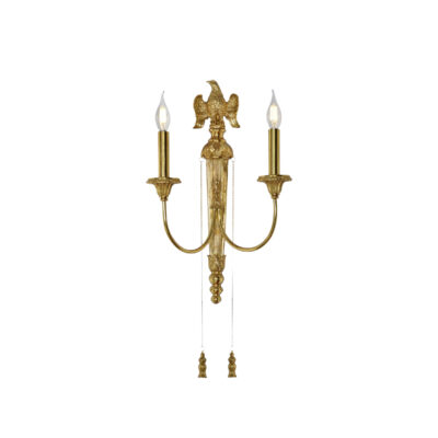 Sylvanne Art Deco 2 Light Wall Lamp with Brass Eagle and Chain in Brass