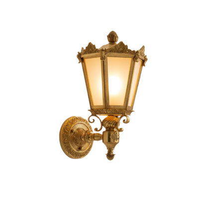 Valerie Classic Brass Lantern Wall Lamp in Brass and Glass