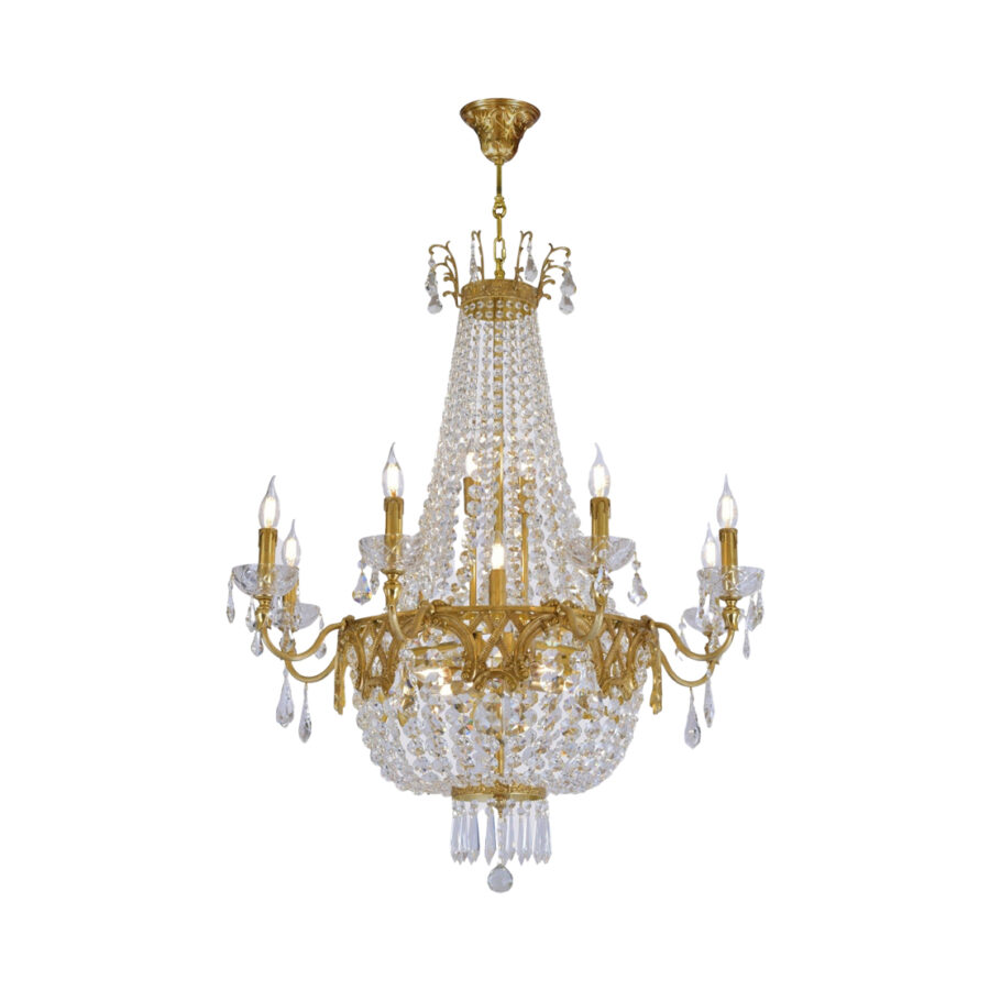 Veronique Crystal Drape 16-Light Chandelier in Brass and Crystal