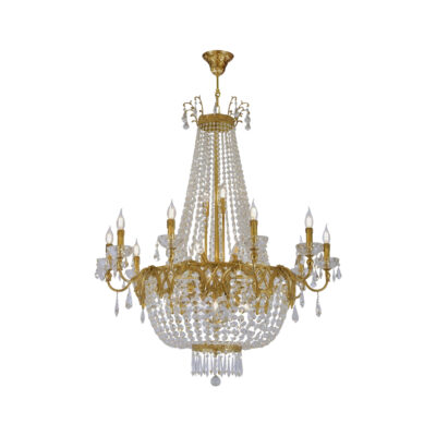 Veronique Grand Crystal Drape 20-Light Chandelier in Brass and Crystal