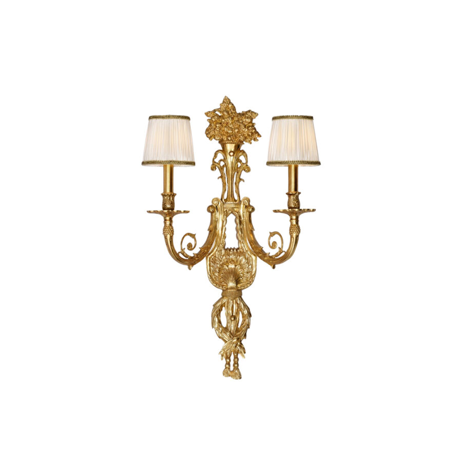 Vittoria Elegant Scroll Brass Detailing 2-Light Wall Lamp in Polished Brass