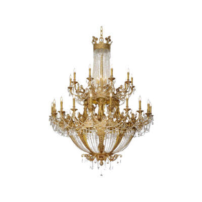 Zaira Opulent 55-Light Chandelier in Luxurious Brass and Crystal Drapes