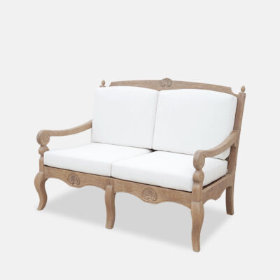 French Provincial Outdoor Two-Seat Loveseat White