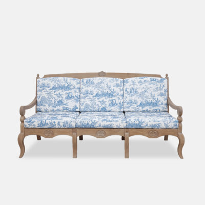 French Provincial Outdoor Three-Seat Settee Toile