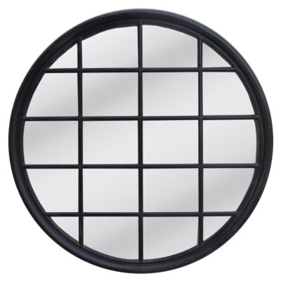 Bellcastle Hamptons Round Window Pane Mirror Black