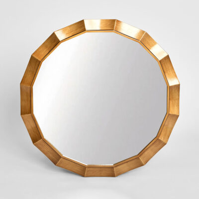 Cormorant Reach Art Deco Faceted Round Mirror Bronze