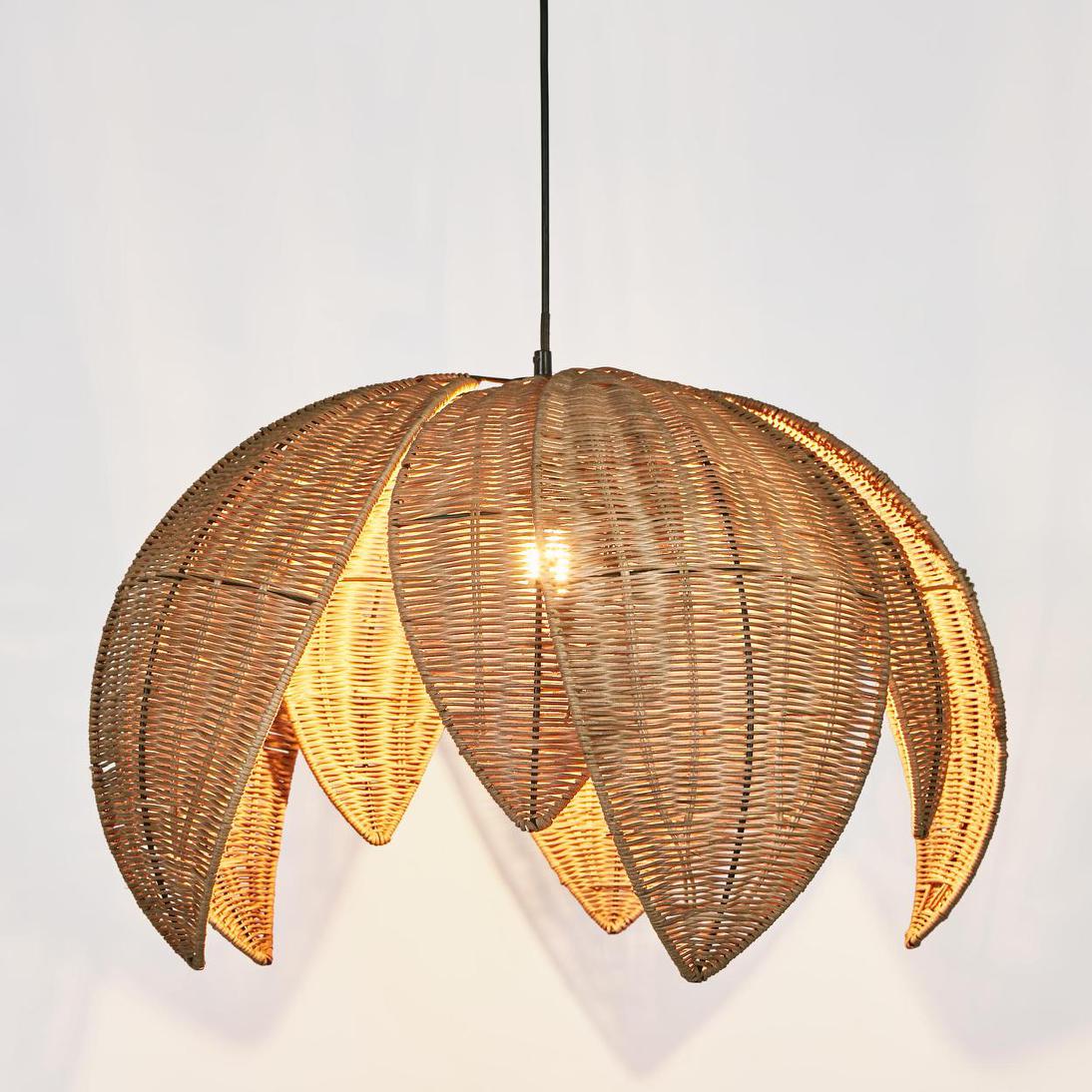 Yarra Hamptons Woven Rattan Leaf Pendant Light Natural
