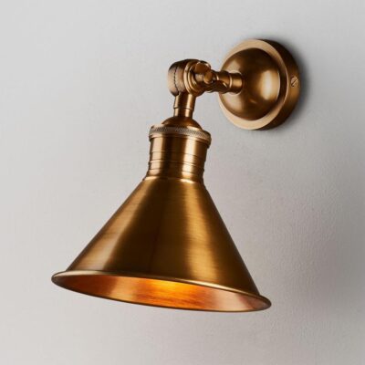 Wenlock Industrial Cone Wall Light Antique Brass
