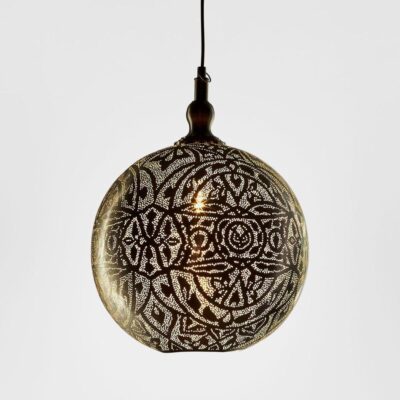 Casablanca Pierced Brass Ball Ceiling Pendant