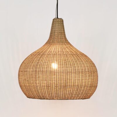 Stonehaven Hamptons Woven Rattan Dome Pendant Beige