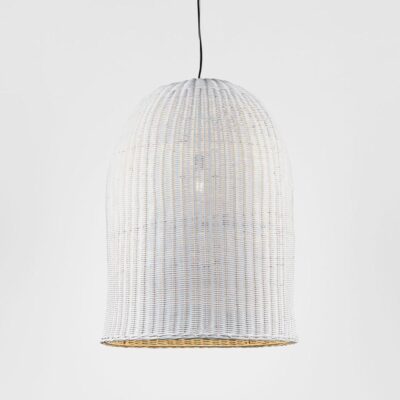 Oakmere Hamptons Rattan Dome Ceiling Pendant White