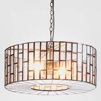 Monaco Drum Ceiling Pendant Black Mirror