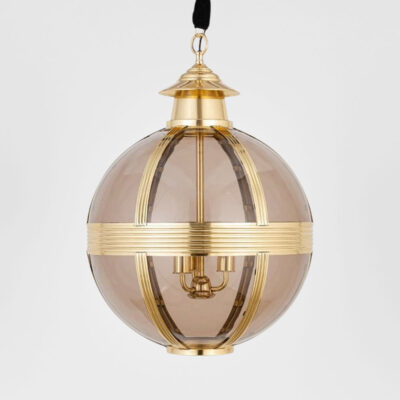 Hadleigh Heritage Glass Globe Ceiling Pendant Brass and Clear