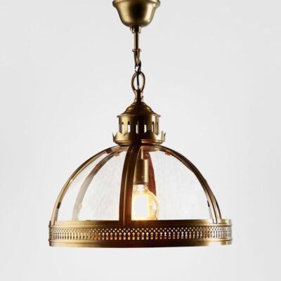 Darfield Heritage Glass Dome Ceiling Pendant Brass