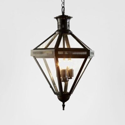 Corfe French Provincial Diamond Glass Ceiling Pendant Black