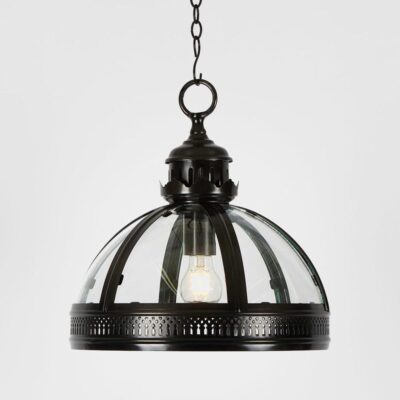 Darfield Victorian Glass Dome Ceiling Pendant Black