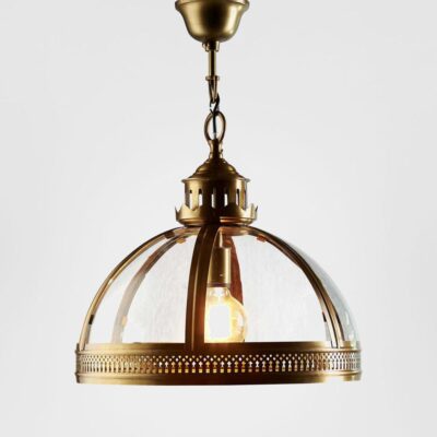 Darfield Hamptons Glass Dome Ceiling Pendant Brass