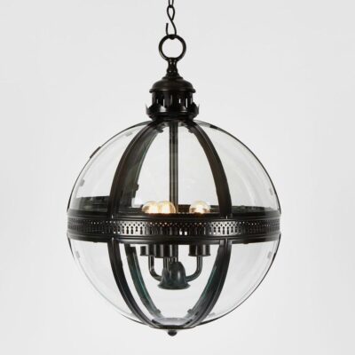 Holcombe Victorian Round Glass Globe Pendant Black