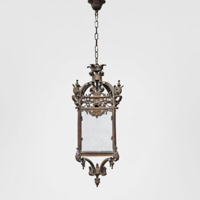Hampton French Provincial Glass Lantern Ceiling Pendant Antique Brass