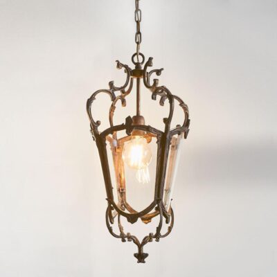 Prestige French Provincial Scrolled Brass Lantern Pendant