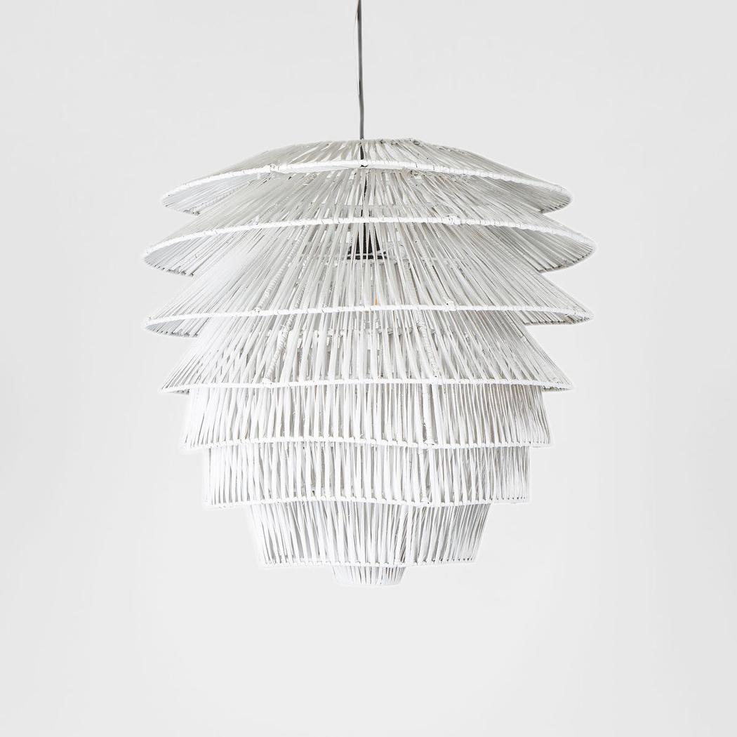 Elwick Hamptons Rattan Ceiling Pendant White