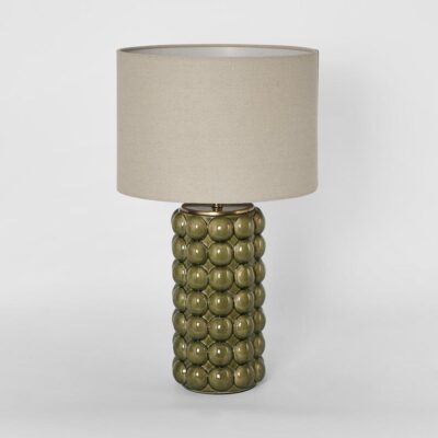Henderson French Provincial Table Lamp Olive Green Bubble Ceramic
