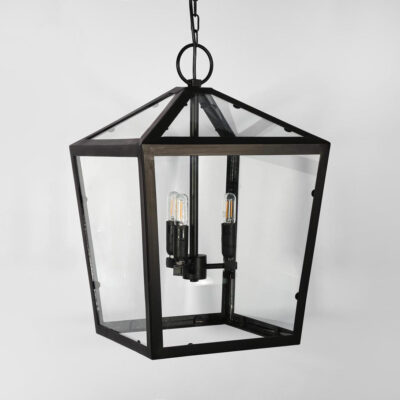 Penrith Hamptons Glass Lantern Ceiling Pendant Black