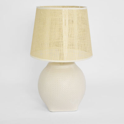 Yarrawood Hamptons Table Lamp White Ceramic Woven Shade