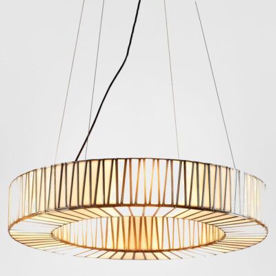 Moonlake Round Cage Ceiling Pendant Brass and Clear Glass