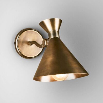 Bentwood Industrial Cone Wall Light Antique Brass