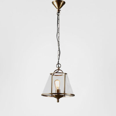 Whitsund Heritage Glass Cone Ceiling Pendant Antique Brass