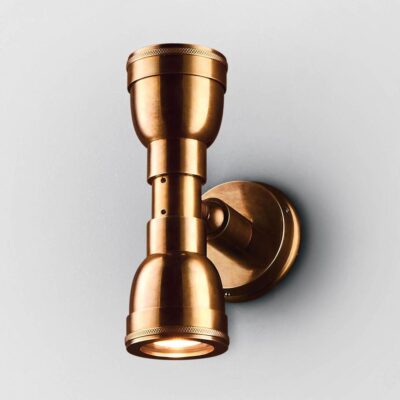 Brighton Heritage Double Spotlight Outdoor Wall Light Antique Brass