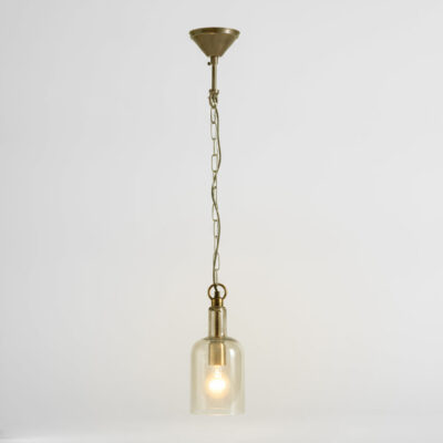 Warwick French Provincial Glass Jar Pendant Antique Brass
