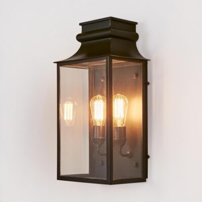 Wharton Heritage Black Box Lantern Outdoor Wall Light