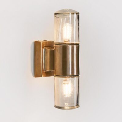 Hillside Hamptons Double Outdoor Wall Light Antique Brass