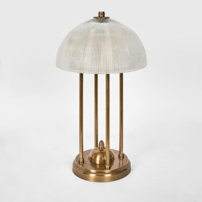 Dunedin Heritage Table Lamp With Ribbed Glass Dome In Antique Brass