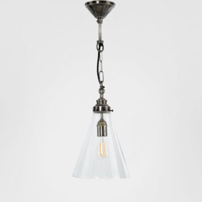 Lyndhurst Heritage Small Cone Glass Ceiling Pendant Silver