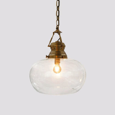 Langridge Heritage Small Glass Ceiling Pendant Antique Brass