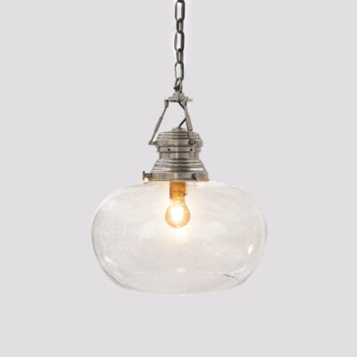 Langridge Heritage Glass Ceiling Pendant Small Antique Silver