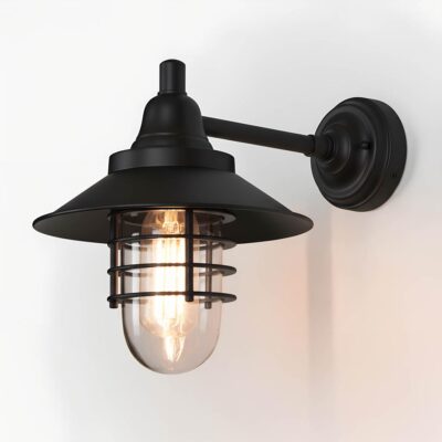 Laurelton Nautical Caged Outdoor Wall Light Black