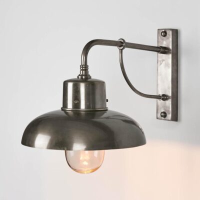 Moncrief Industrial Dome Outdoor Wall Light Silver