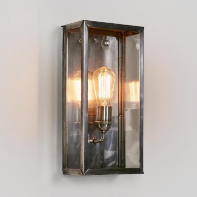 Montague Hamptons Rectangular Outdoor Wall Light Antique Silver